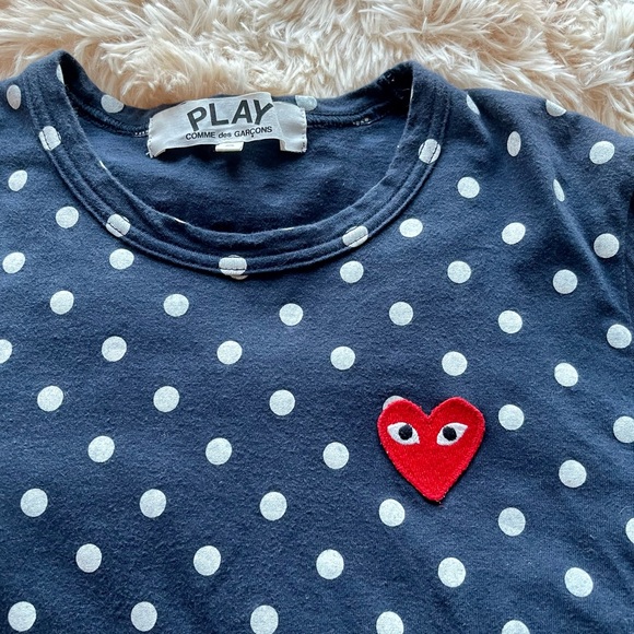 Comme Des Garcons Play - Dot Print Long Sleeve Crewneck T-Shirt - Picture 6 of 7